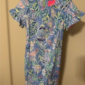 Lilly Pulitzer Blue and Pink Tropical Kids Dress